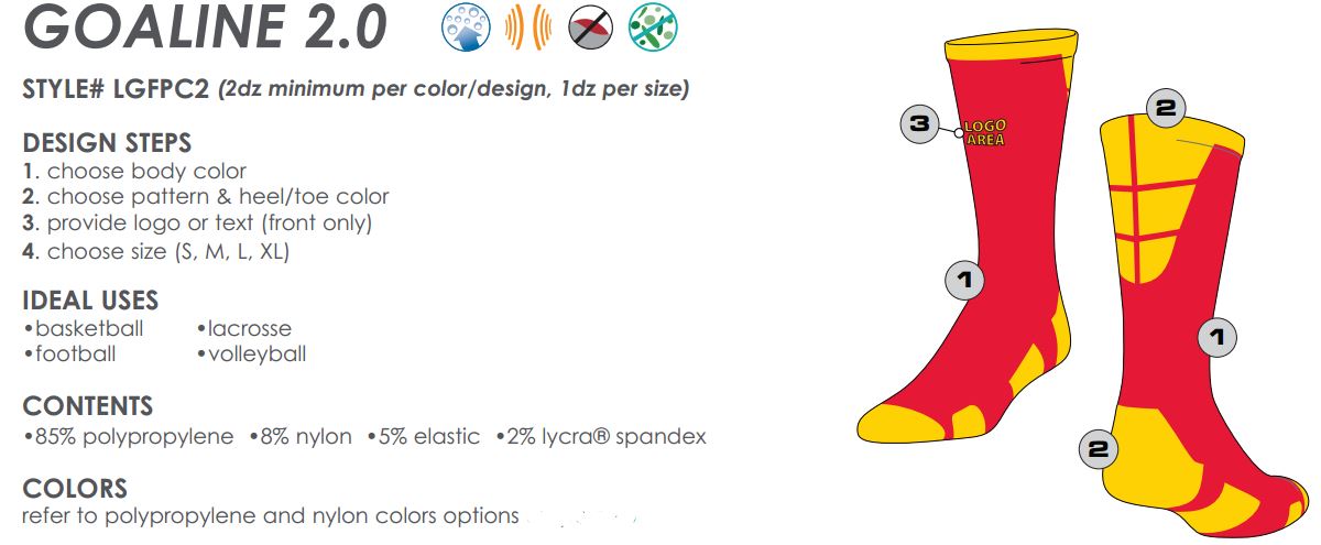 Design Custom Goalline 2.0 Socks by TCK | Style Number: LGFPC2